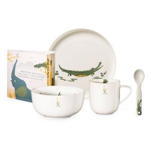 ASA SELECTION Kindergeschirr-Set »kids Croco Krokodil« (5-tlg), Fine China-Porzellan, mit Buchbeilage