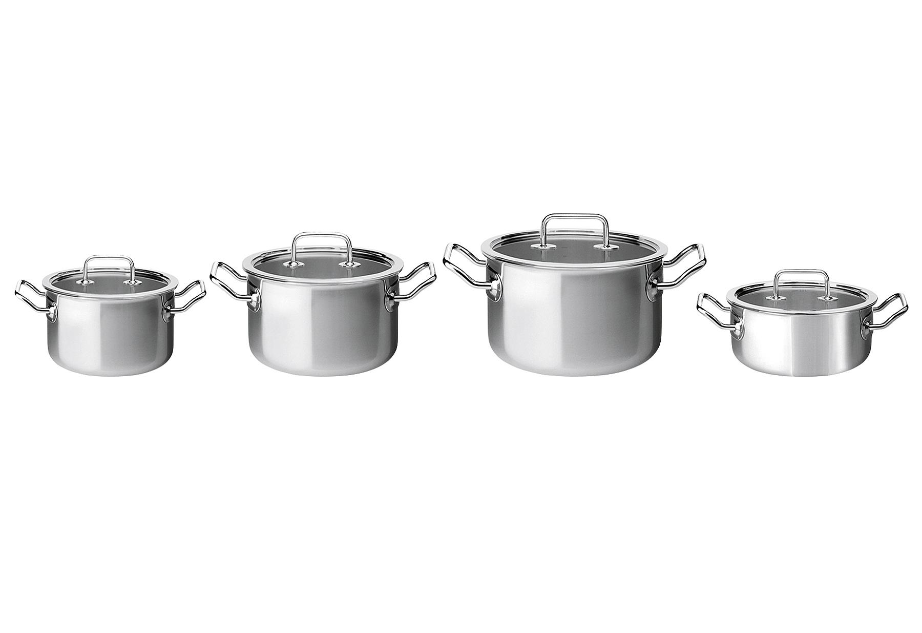 Topf-Set mit Glasdeckel BRIGADE BASIC 4-teilig