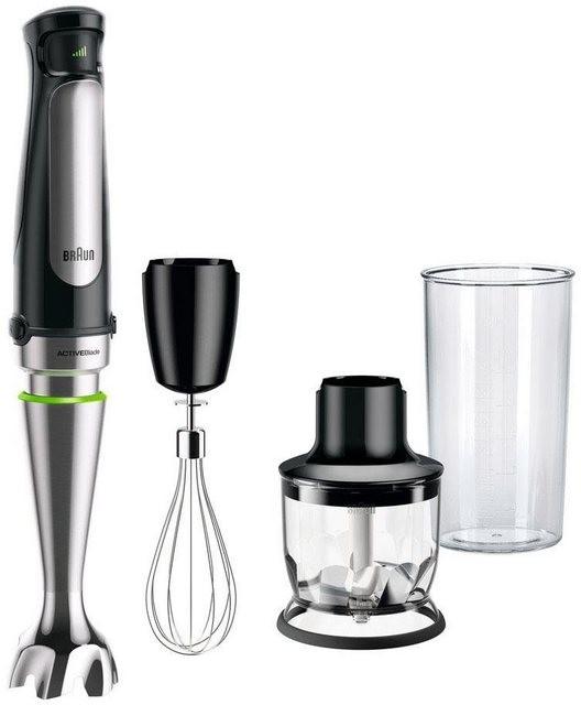 Braun Stabmixer MQ7025X Multi Quick 7, mit Schneebesen, 350ml Zerkleinerer, 600ml Mixbecher, 1000 W