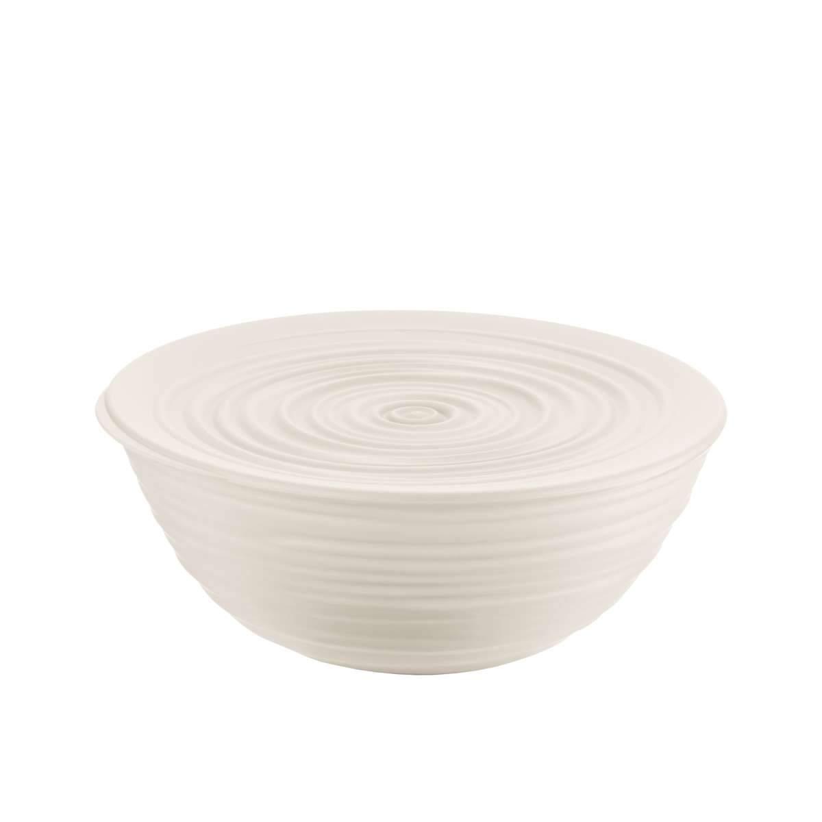 Guzzini Tierra Schüssel L mit Deckel recycled, 25cm - milchweiss