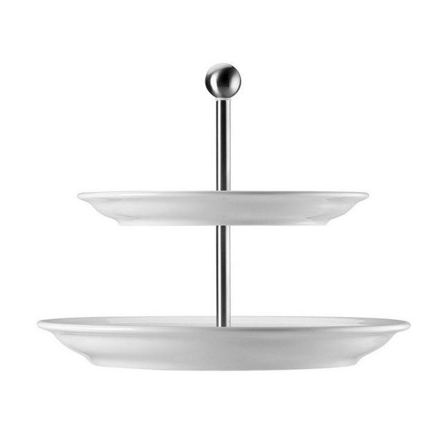 Thomas Porzellan Etagere »Trend Weiß Etagere 2-tlg. / flache Teller«, Porzellan, Edelstahl, (2-tlg)