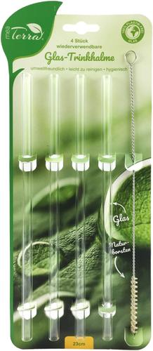 Mea Terra 4er Set Glas-Trinkhalme gerade, 23cm, klar - Default Title