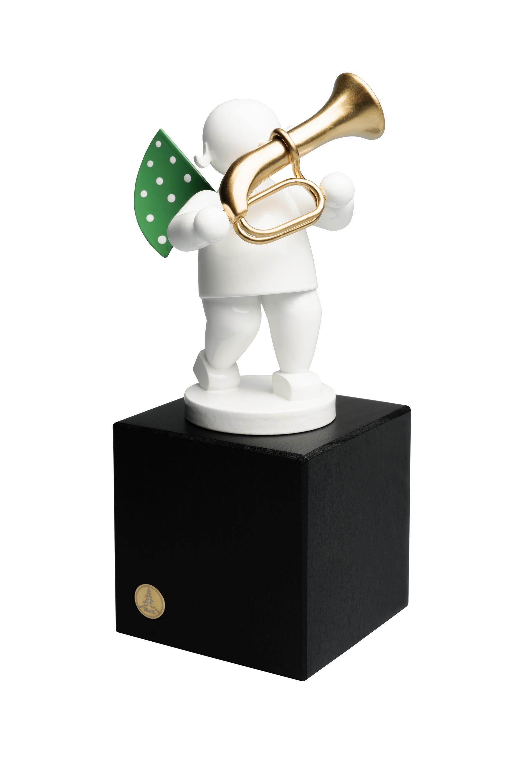 Engel mit Basstrompete, auf mittlerem Sockel