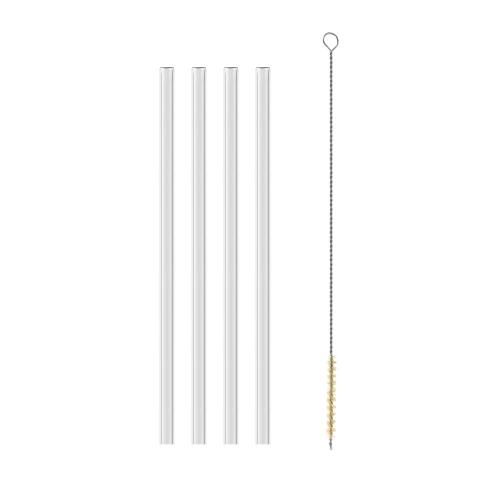 Mea Terra 4er Set Glas-Trinkhalme gerade, 23cm, klar - Default Title