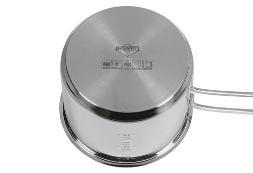 Wasserbad-Topf Edelstahl mit Glasdeckel 1,5 l Ø14cm