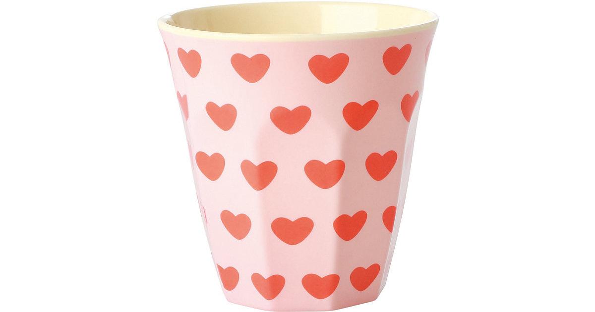 Melamin Trinkbecher "Sweet Hearts" H9 cm creme/rosa