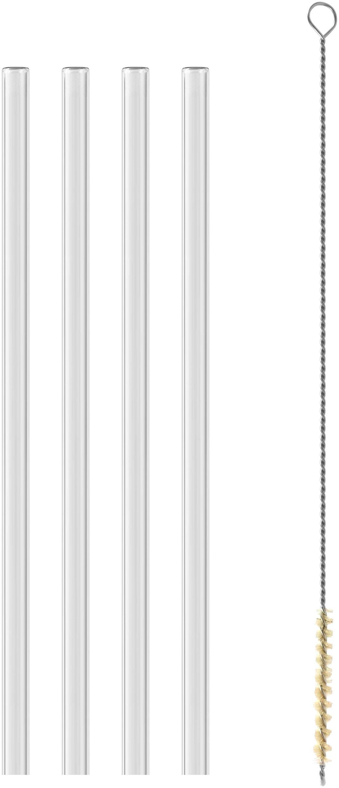 Mea Terra 4er Set Glas-Trinkhalme gerade, 23cm, klar - Default Title