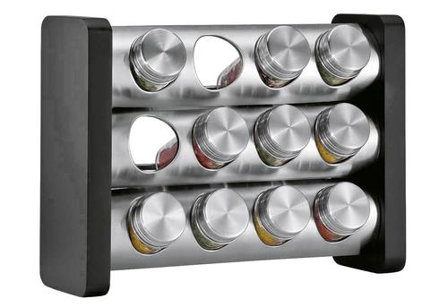 Gewürzständer mit 12 Gläsern schwarz rechteckig
