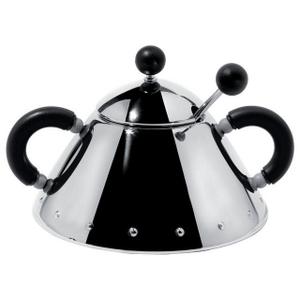 Alessi Alessi Zuckerdose mit Löffel, silber-schwarz