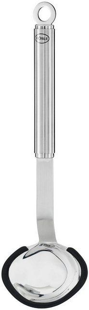 RÖSLE Soßenlöffel, Schöpflöffel in Profiqualität zum Portionieren von Suppen und Saucen, mit Silikonrand und Rundgriff, Edelstahl 18/10, spülmaschinengeeignet