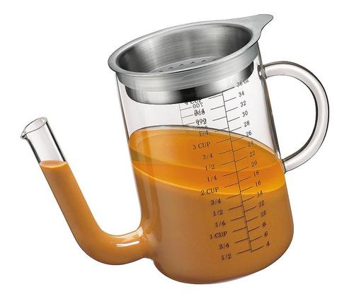 Fett-Trennkanne 1l mit Edelstahl-Sieb