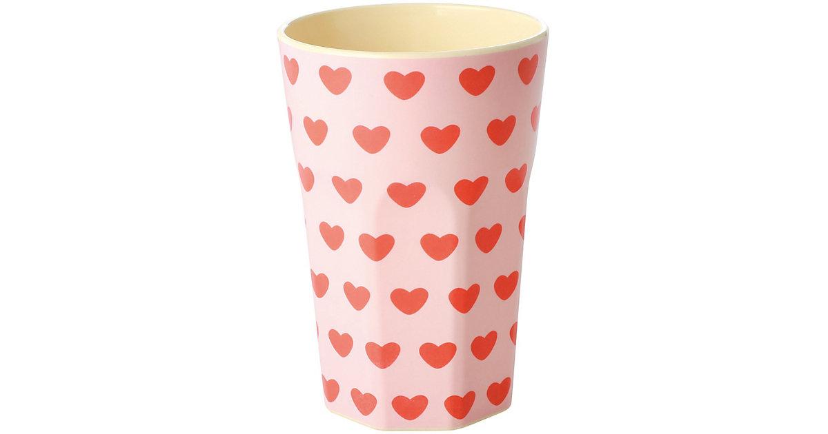 Melamin Trinkbecher "Sweet Hearts" H13 cm creme/rosa