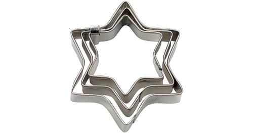 3-tlg. Ausstecher Set "Stern", ca. 3 / 4 / 5 cm silber